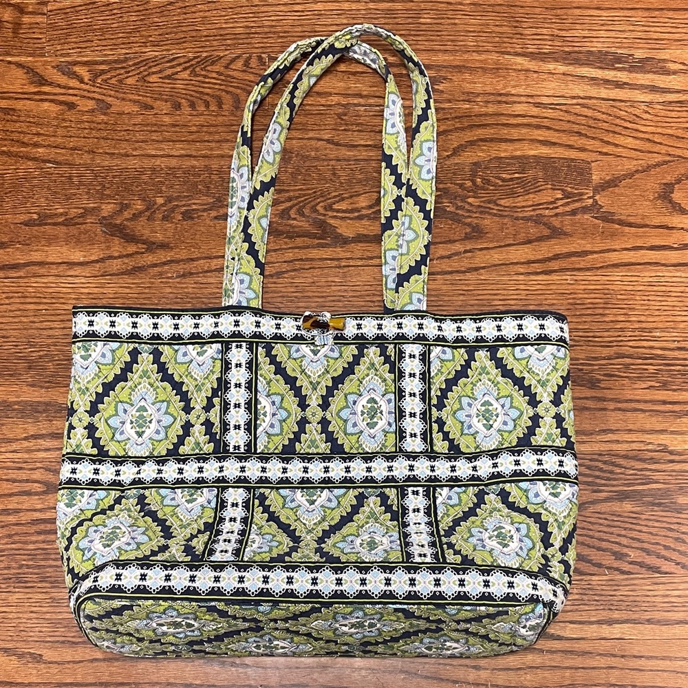 Vera Bradley Cambridge Tote Bag - Green and Navy